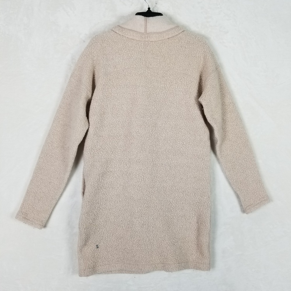 Lululemon Sherpa Fleece Wrap Women 4 Beige Shawl Collar Thumbhole Long Jacket - Picture 3 of 7